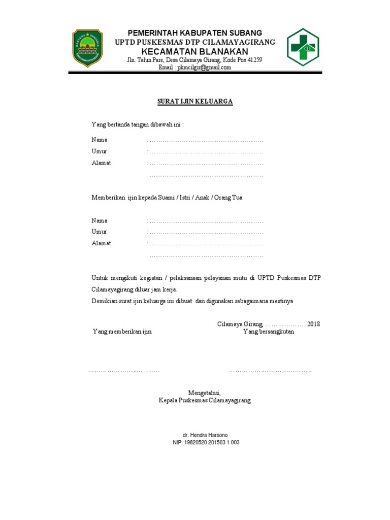 Surat Izin Keluarga | PDF