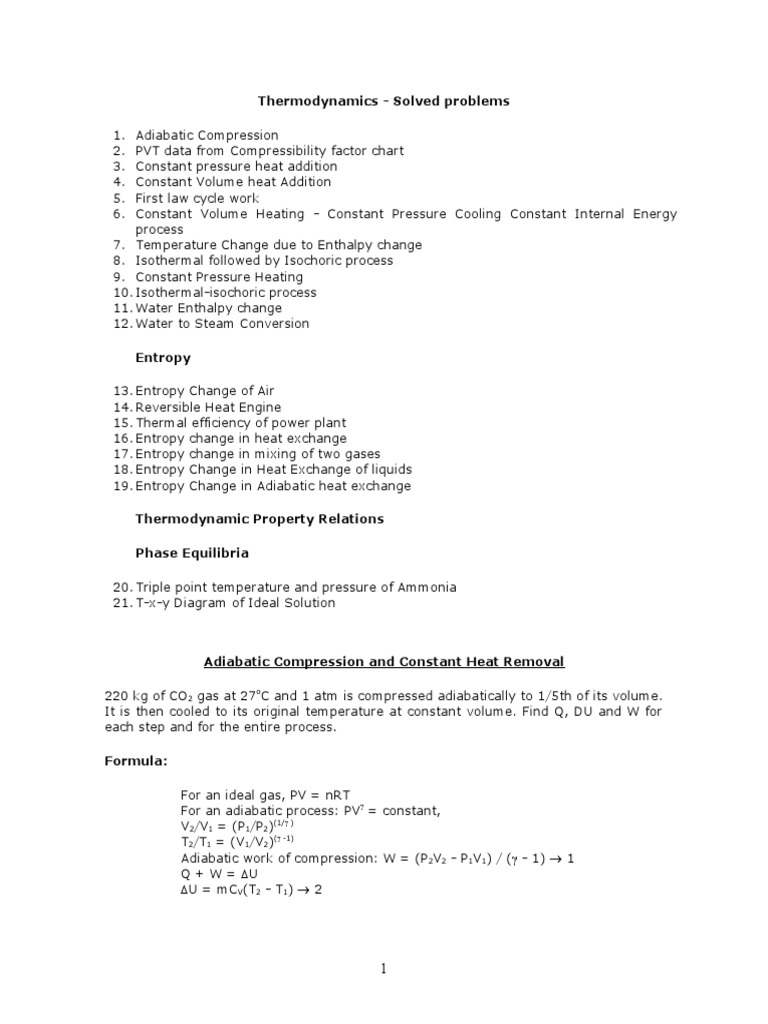 Solved Problems In Thermodynamics Entropy Heat