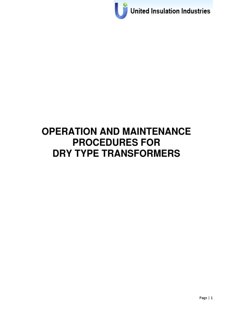 Dry Type Transformer Maintenance Manual | PDF | Transformer | Insulator ...