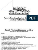 ACÚSTICA Y ELECTROACÚSTICA (CURSO 2013-2014) Tema I - Principios Básicos Del Sonido y Acústica Medioambiental