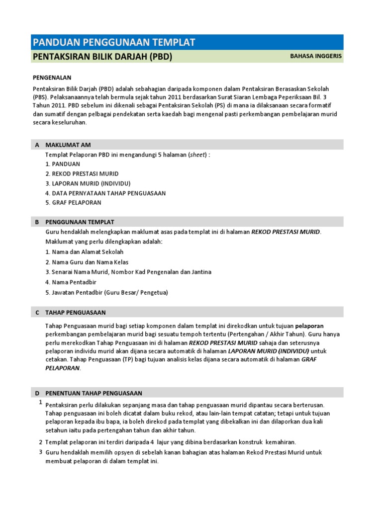 207 Templat Pelaporan Pbd Bi Thn 2 Sk Pdf Pdf