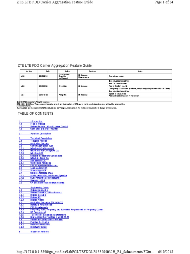 ZTE LTE FDD Carrier Aggregation | PDF | Radio Resource Management ...