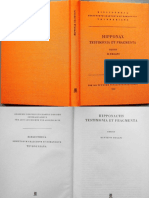 Hipponax - Testimonia Et Fragmenta (Ed. Degani, 1983)