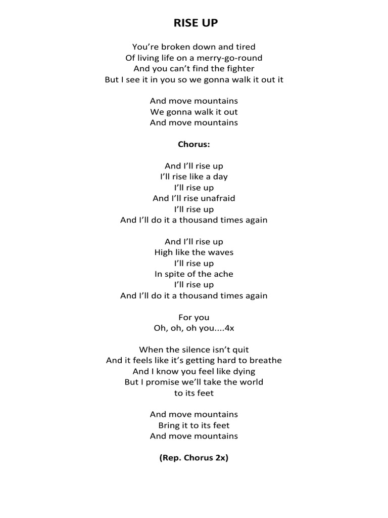 Lyrics Center Lyrics Rise Up