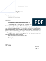 Resignation Letter: Sub: Resignation From The Post of Assistant Professor-Reg