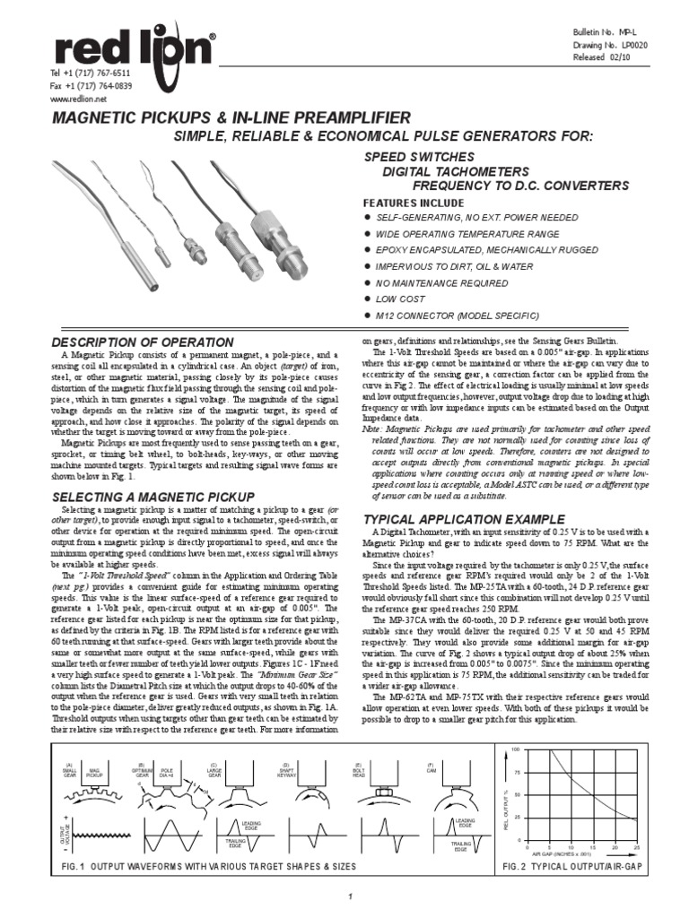 Red Lion MP Sensor Product Manual PDF | PDF | Gear | Electromagnetism