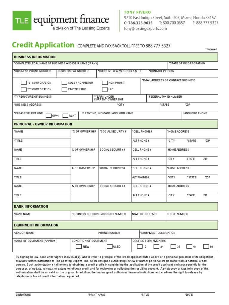 Auto Credit Application Form PDF | PDF | Fax | Landlord