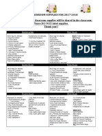 Supply Lists 2018