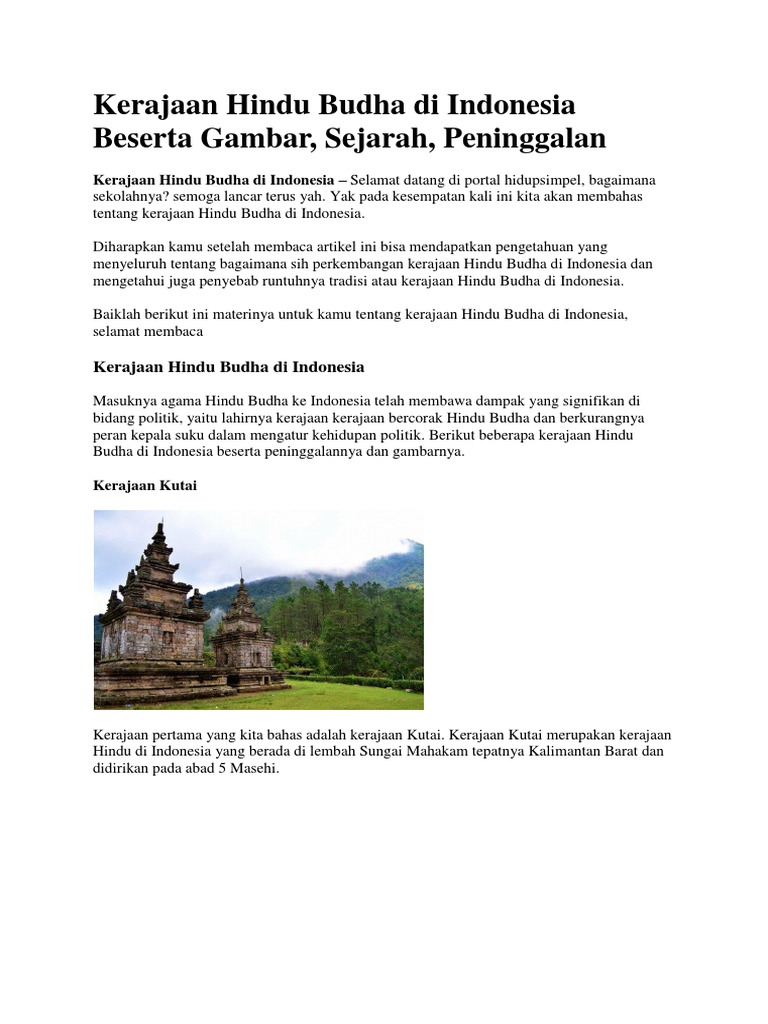 Kerajaan Hindu Budha Di Indonesia Beserta Gambar Pdf
