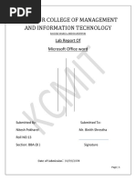 Kantipur College of Management and Information Technology: Lab Report of Microsoft Office Word