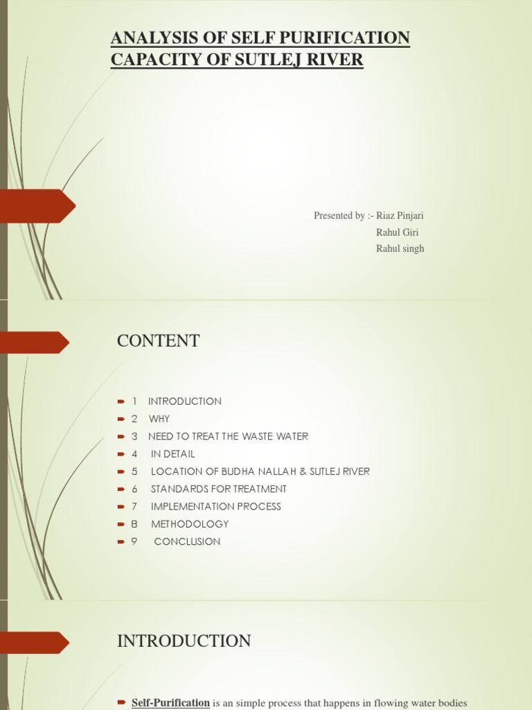 Sutlej River Self-Purification Analysis | PDF | Wastewater | Water ...