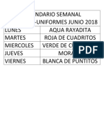 Calendario Semanal de Camisa