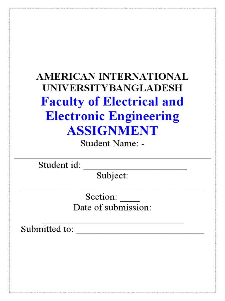 AIUB Electrical Engineering Assignment | PDF | Career & Growth