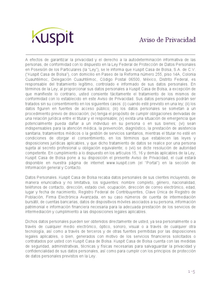 Kuspit Normas de Privacidad PDF | PDF | Privacidad de la información ...