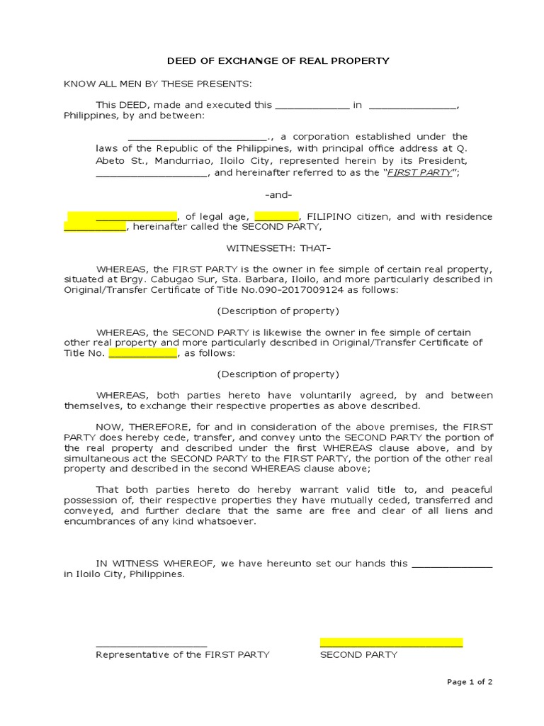 sample deed of assignment of real property philippines