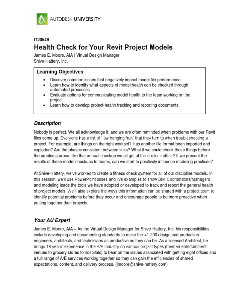 Health Check for Your Revit Models Autodesk Revit Microsoft Excel