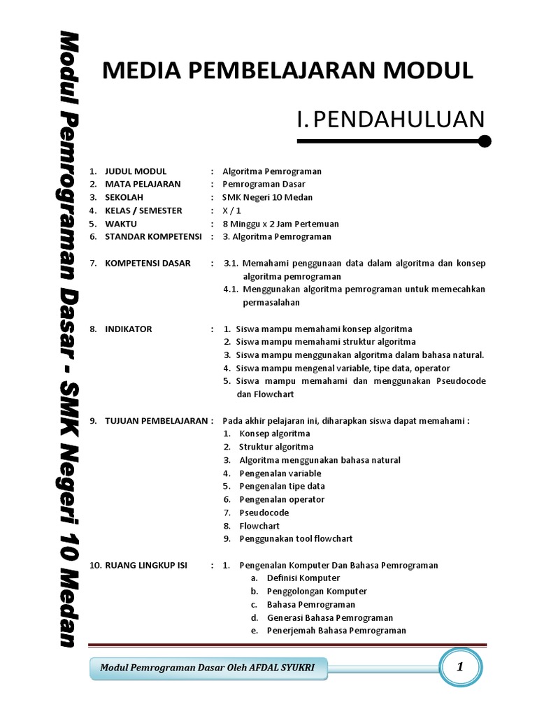 Modul Pemrograman Dasar 1 PDF | PDF