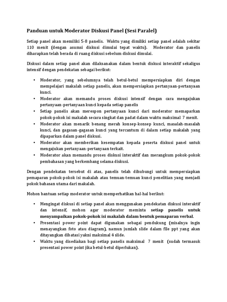 Panduan Moderator Diskusi Panel | PDF