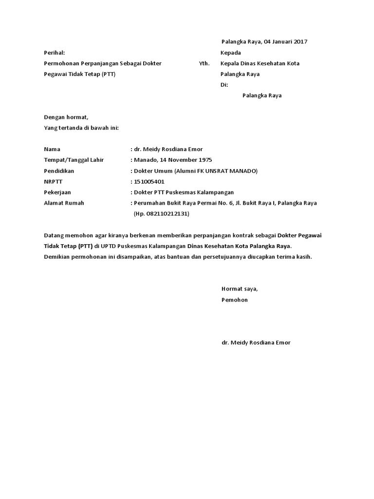 Surat Permohonan Perpanjangan Kontrak