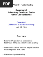 FDA/CDRH Public Meeting: Oversight of Laboratory Developed Tests - Patient Considerations