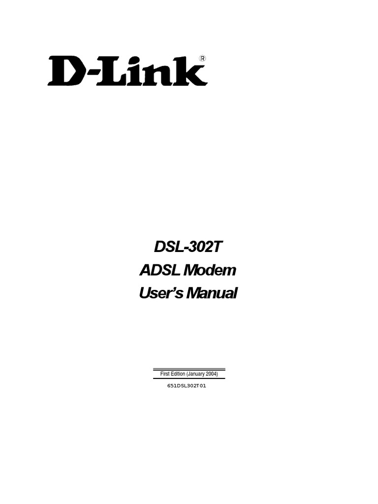 DSL302T ADSL Modem User's Manual First Edition (January 2004) PDF Ip Address Computer