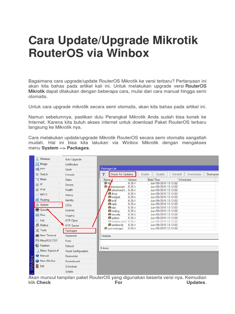 Upgrade RouterOS Mikrotik via Winbox | PDF