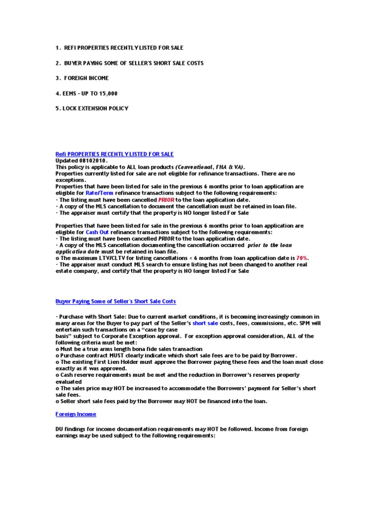 Refi Properties Recently Listed For Sale: To The Loan Application Date ...