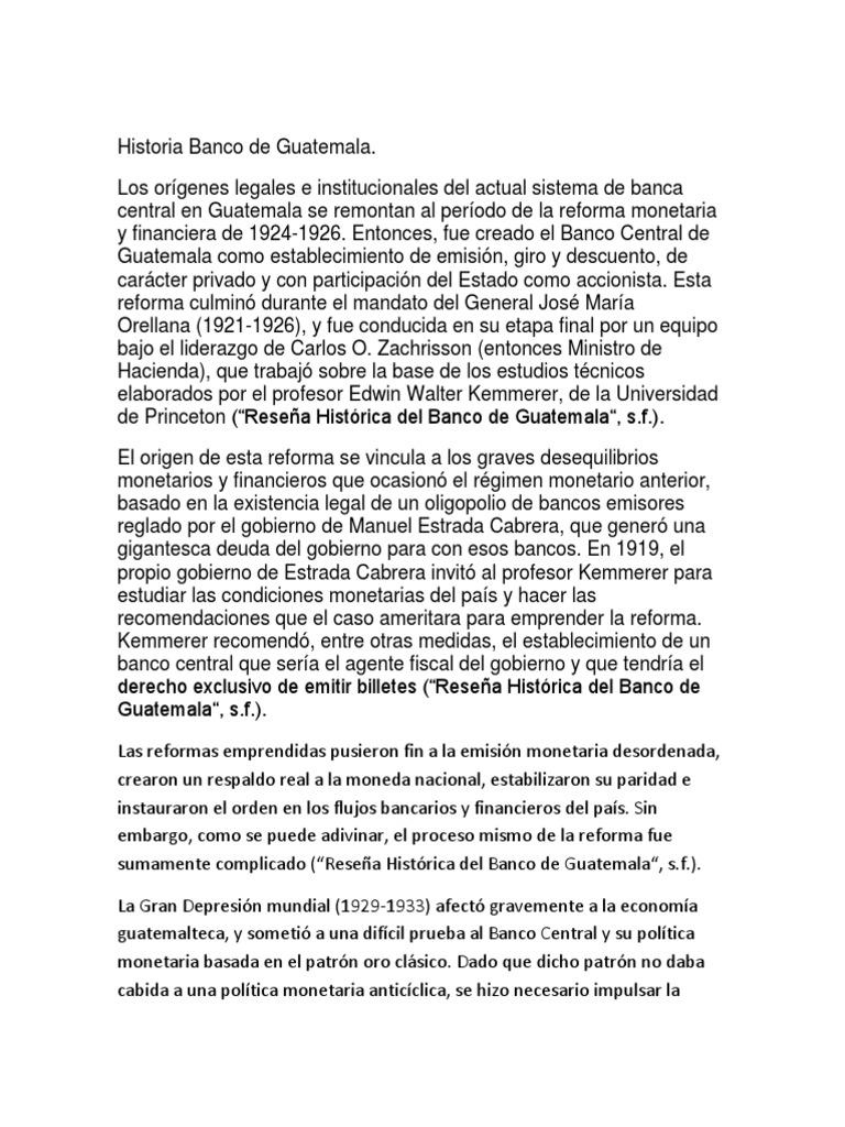 Historia Del Banco de Guatemala | PDF | Guatemala | Bancos centrales