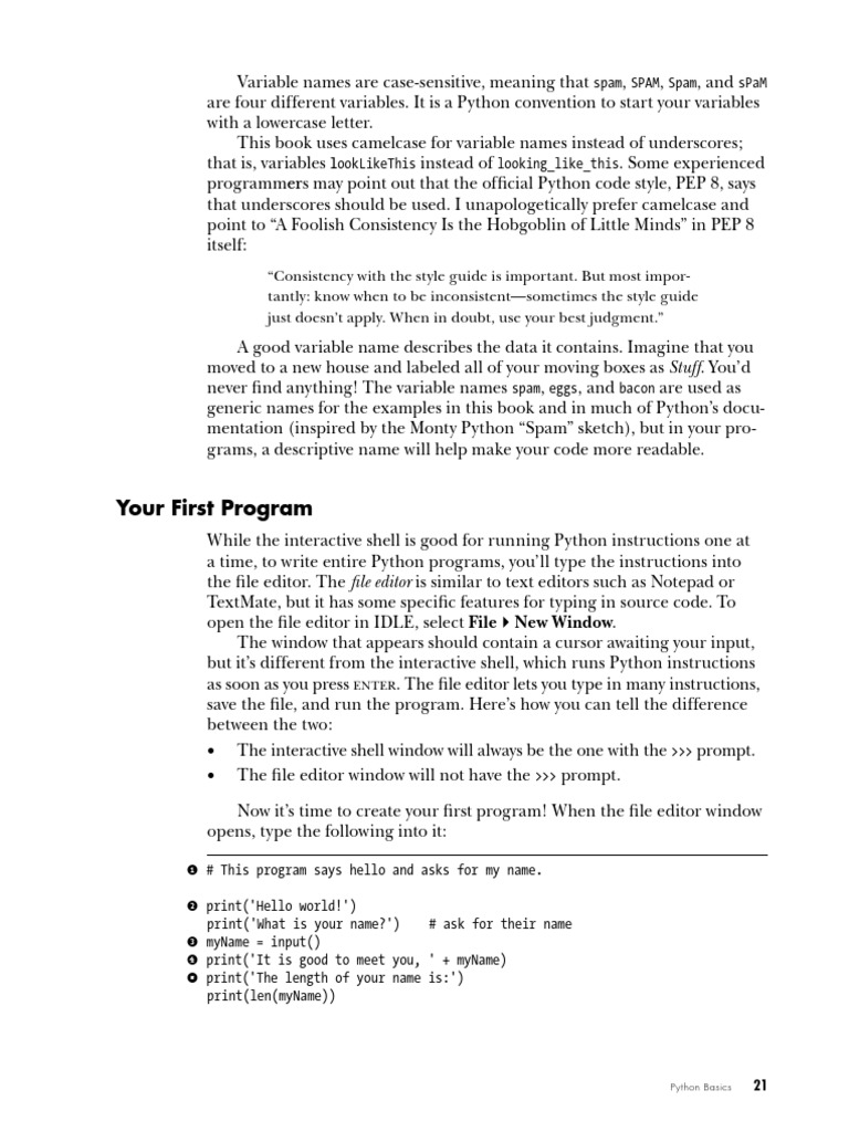 Your First Program | PDF | Python (Programming Language) | Variable ...