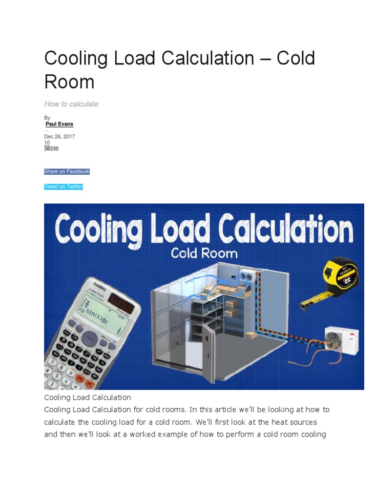 Cooling Load Calculation PDF Refrigeration Kilowatt Hour