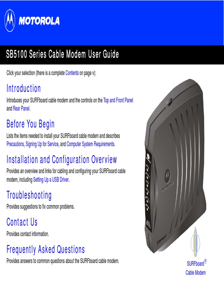 SB5100 Series Cable Modem User Guide: Title | PDF | Technology ...