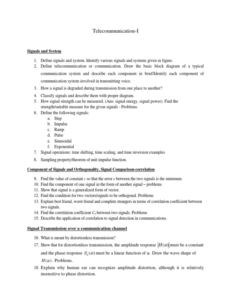 Telecommunication Questions | PDF | Telecommunication | Euclidean Vector