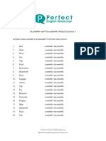 Countable and Uncountable Nouns Exercise 1 PDF