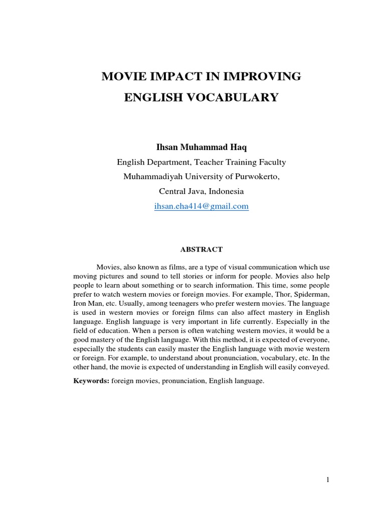 Enhancing English Skills Through Movies | PDF | English Language ...