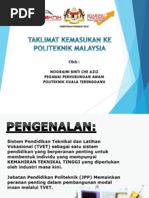 Taklimat Pengenalan Politeknik Kuala Terengganu Pdf