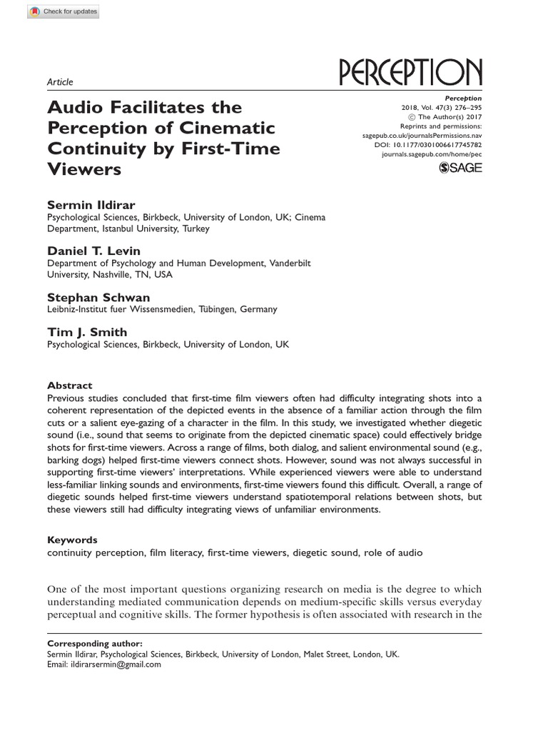 Audio's Role in First-Time Film Viewing | PDF | Perception | Sound