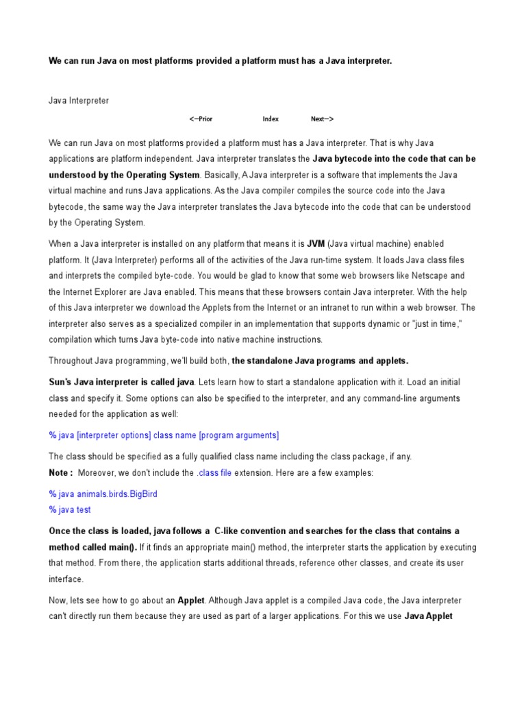 % Java (Interpreter Options) Class Name (Program Arguments) | PDF ...