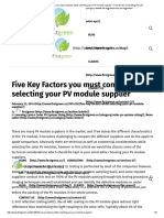 Five Key Factors You Must Consider While Selecting Your PV Module Supplier