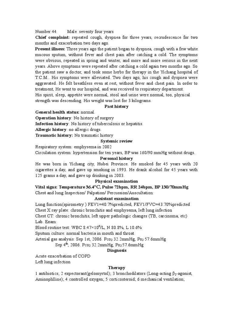 case of COPD.doc Chronic Obstructive Pulmonary Disease Medical