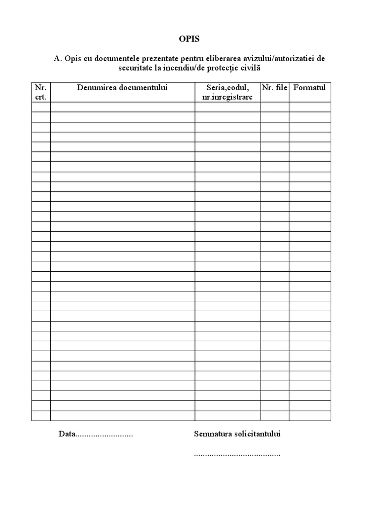 Opis Si Documente Completare 2011 3.2011 | PDF