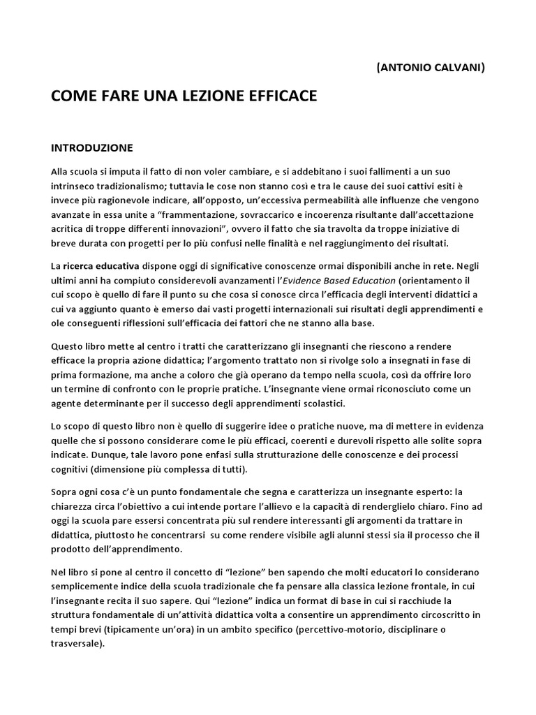 Come Fare Una Lezione Efficace Pdf