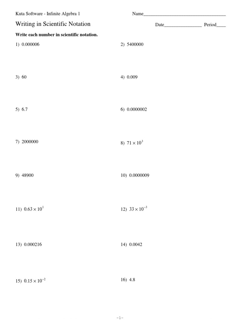 notation scientific Throughout Scientific Notation Worksheet Pdf