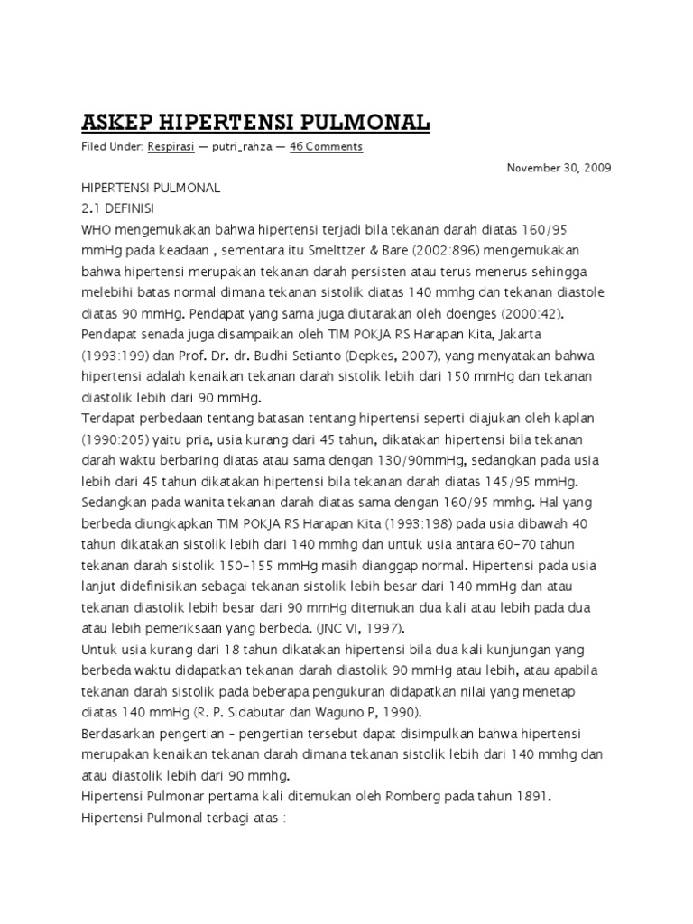 Askep Hipertensi Pulmonal