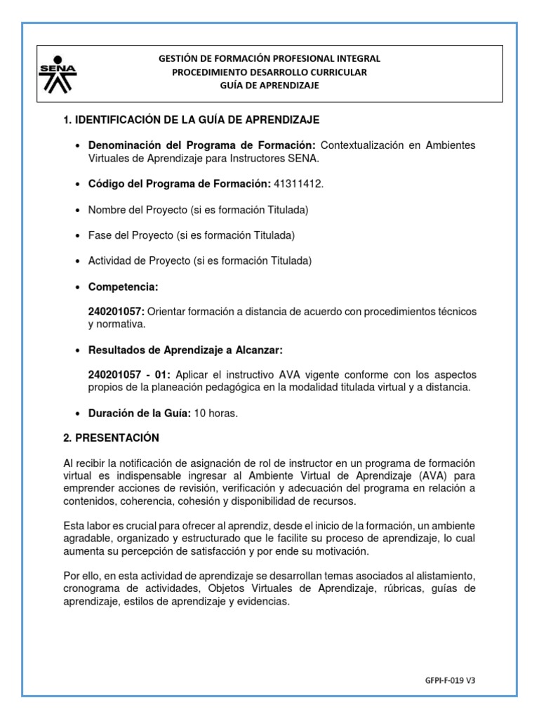 Guía de Aprendizaje para Instructores SENA | PDF | Programa de ...