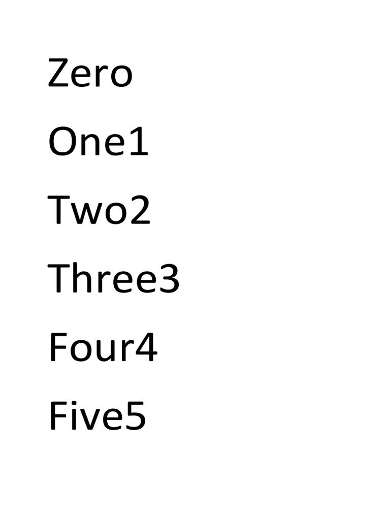 Zero One1 Two2 Three3 Four4 Five5 | PDF | Teaching Methods & Materials ...