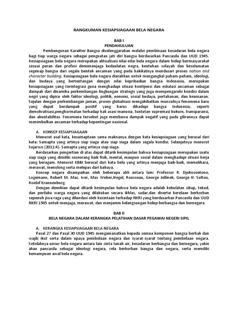 Rangkuman Kesiapsiagaan Bela Negara Docx