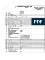 Pump Specification Data Sheet