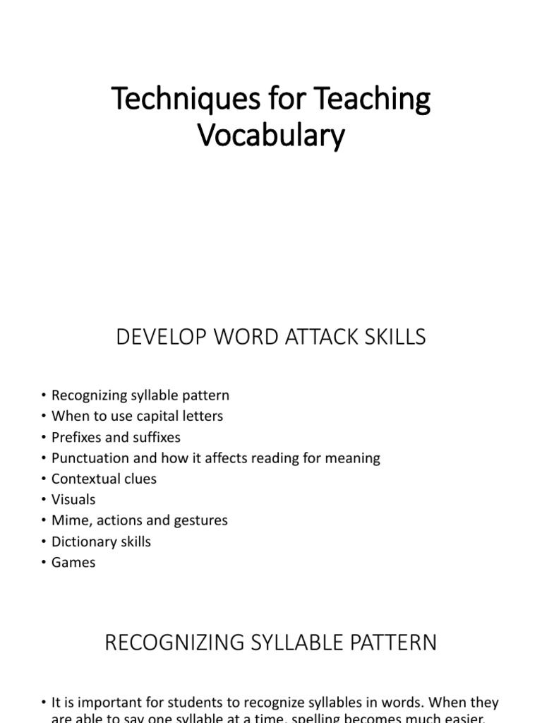 Techniques For Teaching Vocabulary PDF Vocabulary English As A