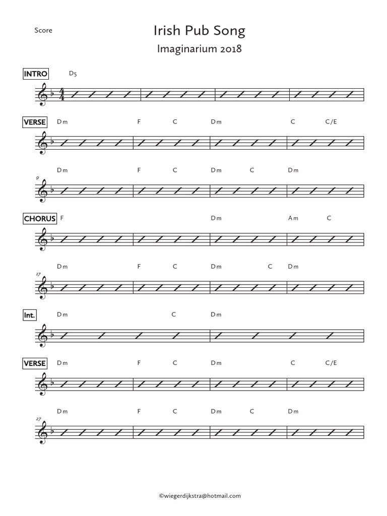 Leadsheet Irish Pub Song