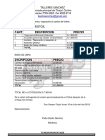 Cotización de Repuestos y Mano de Obra Por Mantenimiento de Camión de Volteo de La Municipalidad de Chajul